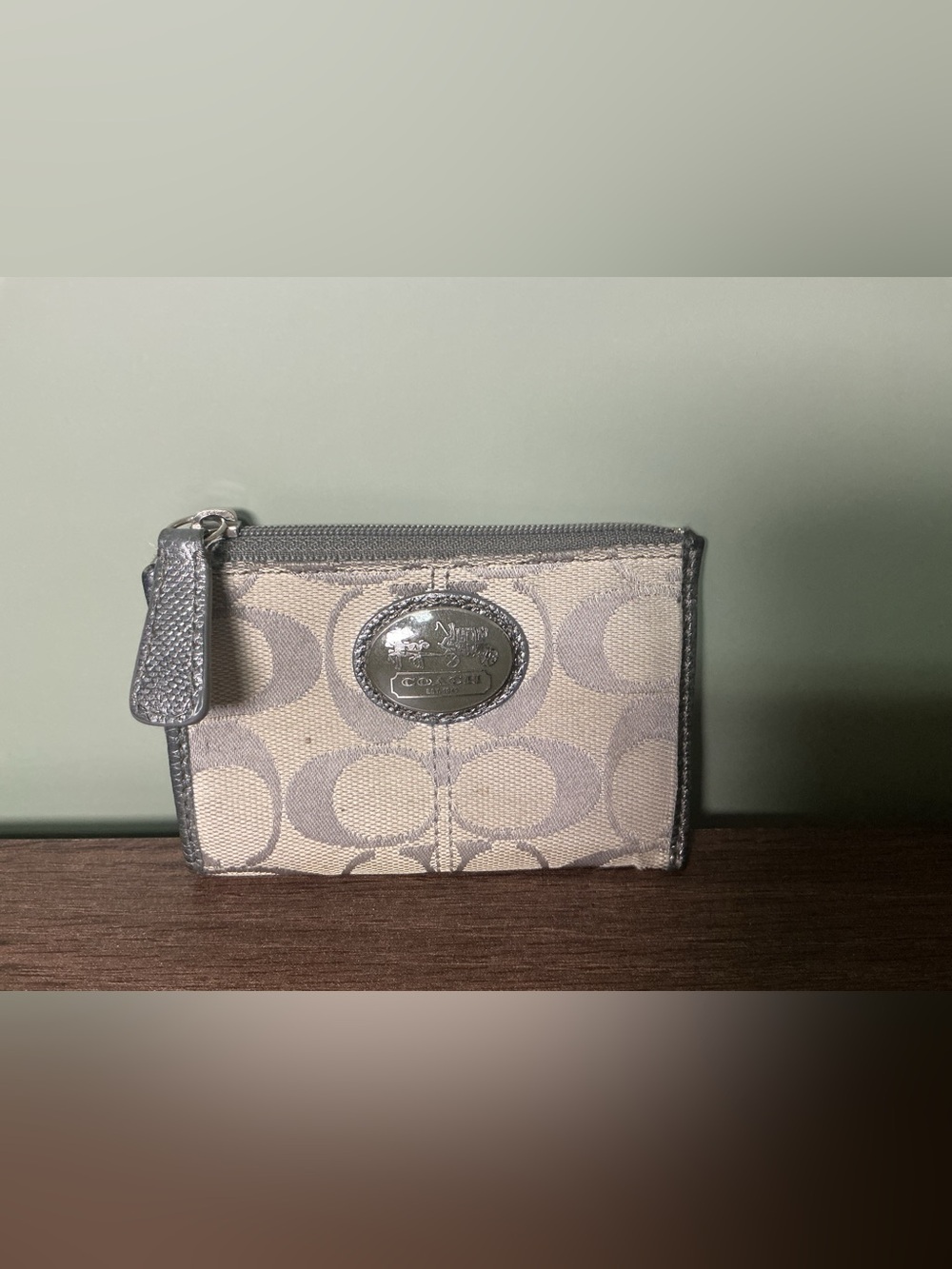 Coach Signature Canvas Keychain Coin Purse Wallet